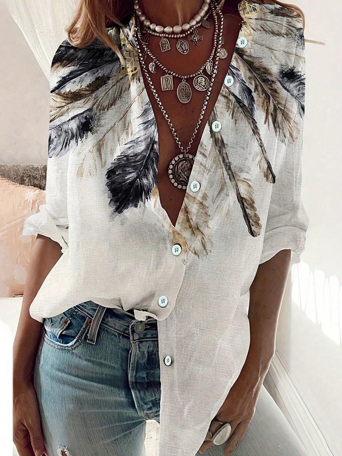 Slim-fit damesshirt met lange  - Ethnic Fashion Clothing recensie en prijs