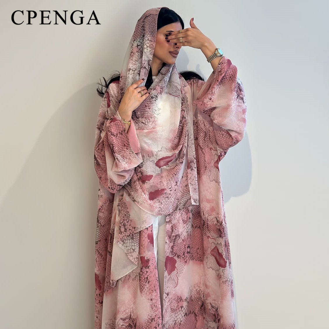 2026 Luxe Dubai Roze Print Chi - Abaya Modest Wear recensie en prijs